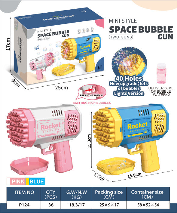 40-Hole Automatic Light-Up Bubble Machine for Outdoors