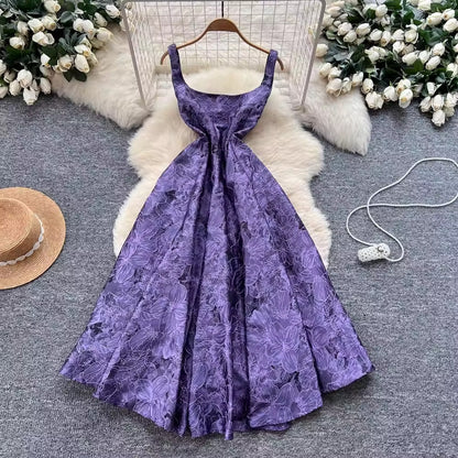 Jacquard High-Waist Slip Dress