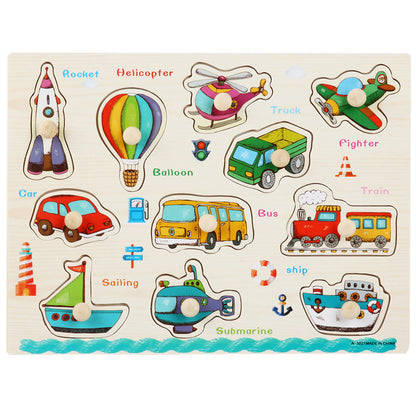 Montessori Wooden Puzzle Set for Kids with Letters & Shapes
