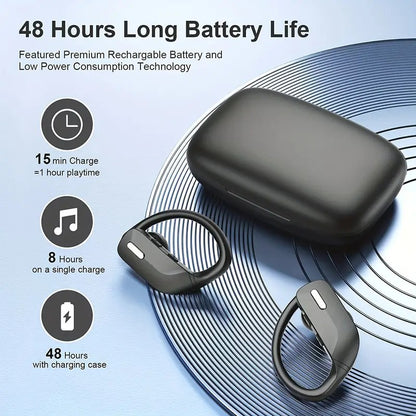 Wireless Sports Earbuds with Earhooks and Microphone