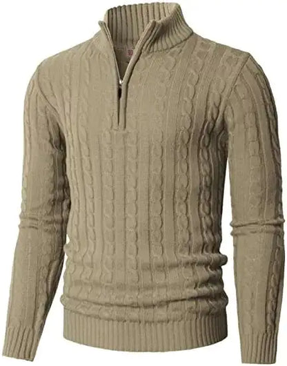 Casual Slim Long Sleeve Knitted Zip Sweater