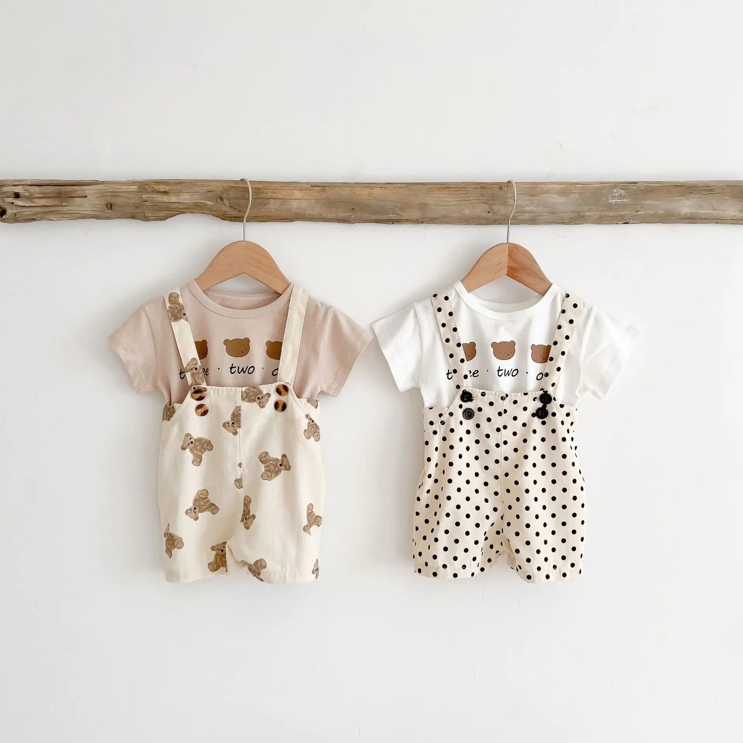 Baby Toddler Bear Print Suspender Pants