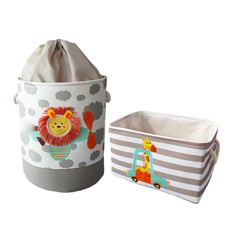 Cartoon Kids Fabric Toy Storage Basket Organizer Set