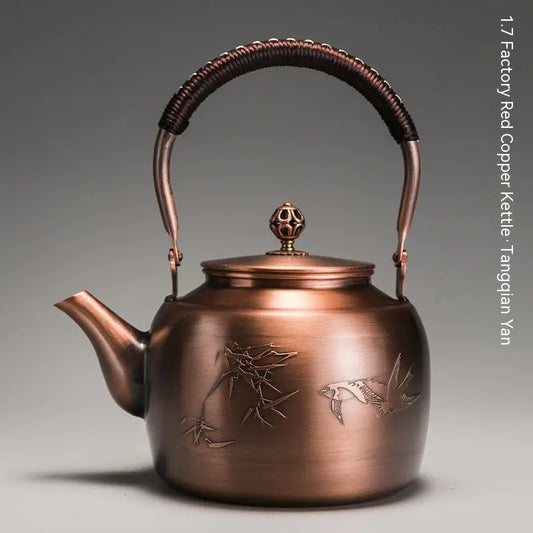 Antique Copper Manual Tea Brewing Pot with Mechanism