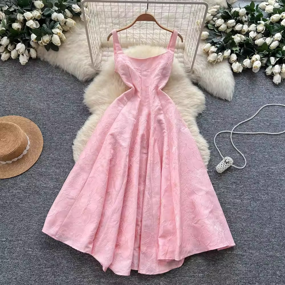 Jacquard High-Waist Slip Dress