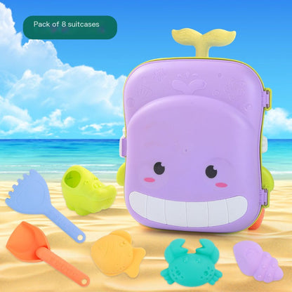 Kids' Beach Toy Whale Suitcase Set of 8 for Sand Play