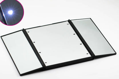 LED Folding Three-Sided Makeup Mirror