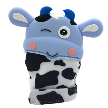 Baby Cow Teething Mittens - Cartoon Silicone Gloves