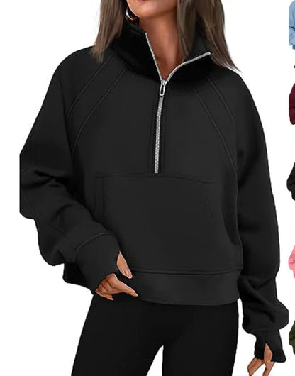 SARAH Half Zip Pullover Sweatshirt (One Piece)