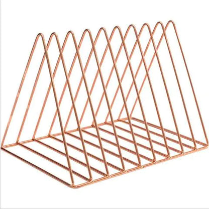 Metal Triangle Bookshelf and Organizer Rack