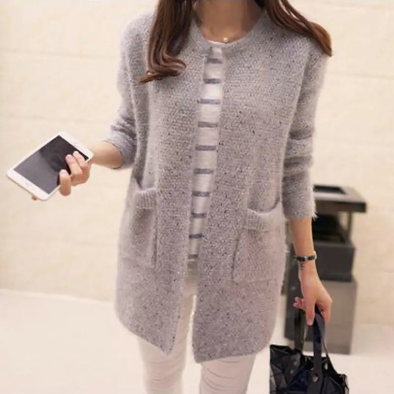 Mongolian Cashmere Pocket Long Cardigan Sweater