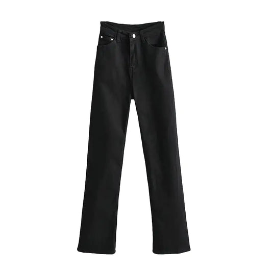 High Waist Retro Slim Denim Mopping Trousers Trend
