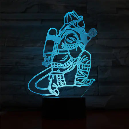 Firefighter 3D Night Light and Desk Lamp
