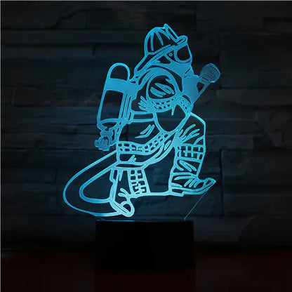 Firefighter 3D Night Light and Desk Lamp