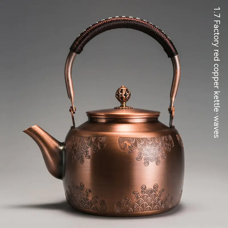 Antique Copper Manual Tea Brewing Pot with Mechanism