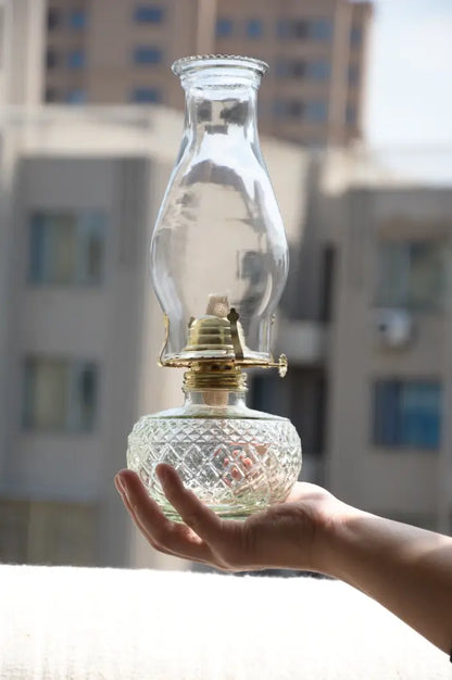 Vintage Glass Oil Lamp for Outdoor Camping Use