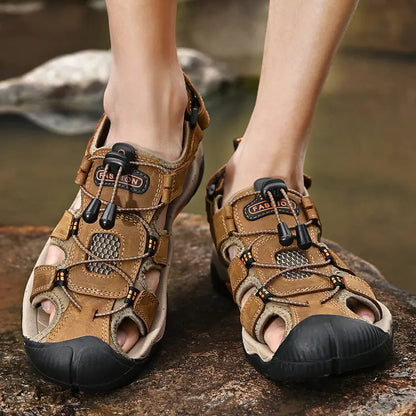 2023 Summer Men’s Casual Leather Slip-On Sandals