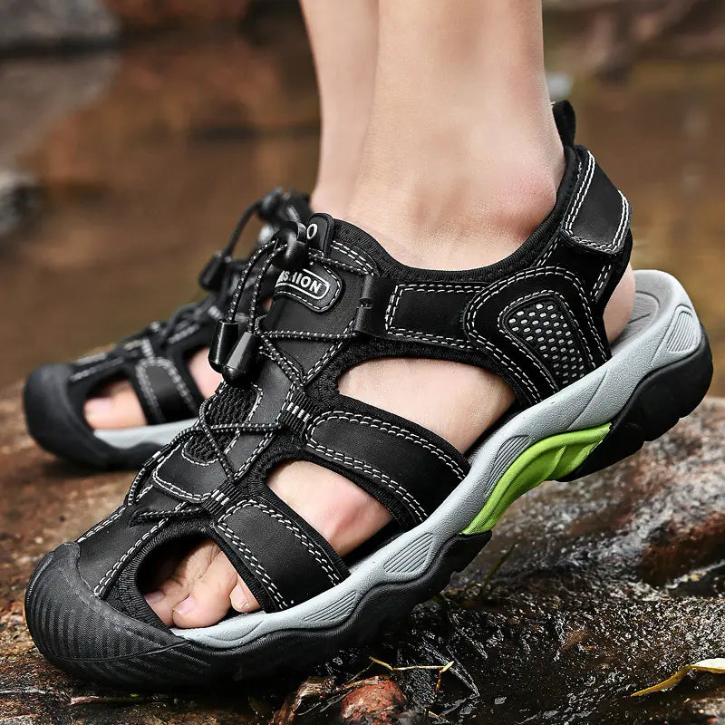 2023 Summer Men’s Casual Leather Slip-On Sandals