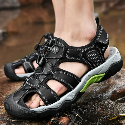 2023 Summer Men’s Casual Leather Slip-On Sandals