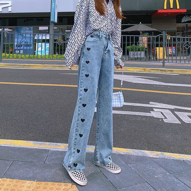 Wide Leg Loose Ladies Jeans - Casual Street Trend