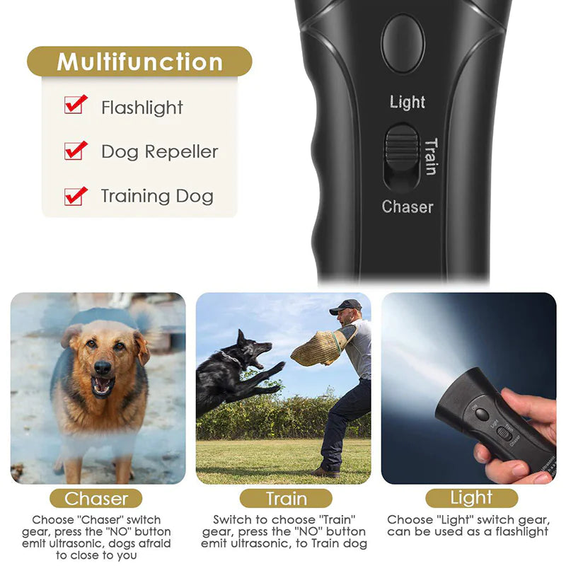 Three-in-One Ultrasonic Dog Barking Training Device