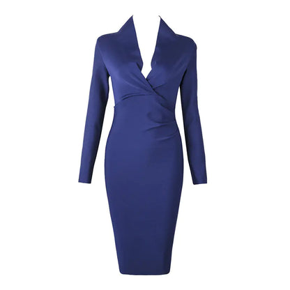 V-neck Tight Wrap Dress for Party and Auto Show Host