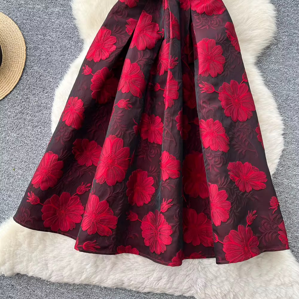 French Style High-End Jacquard Sleeveless Vest A-Line Skirt Flared Dress Spring Summer New Exquisite Dress