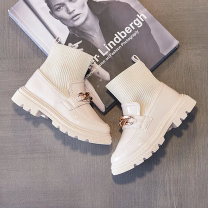 Kids' Breathable Knitted Short Boots and Sneakers
