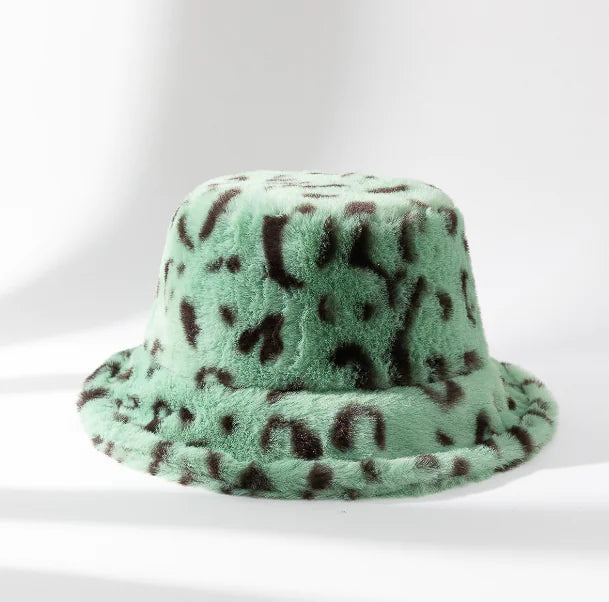 Vintage Plush Leopard Print Winter Hat for Women