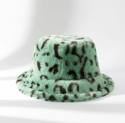 Vintage Plush Leopard Print Winter Hat for Women