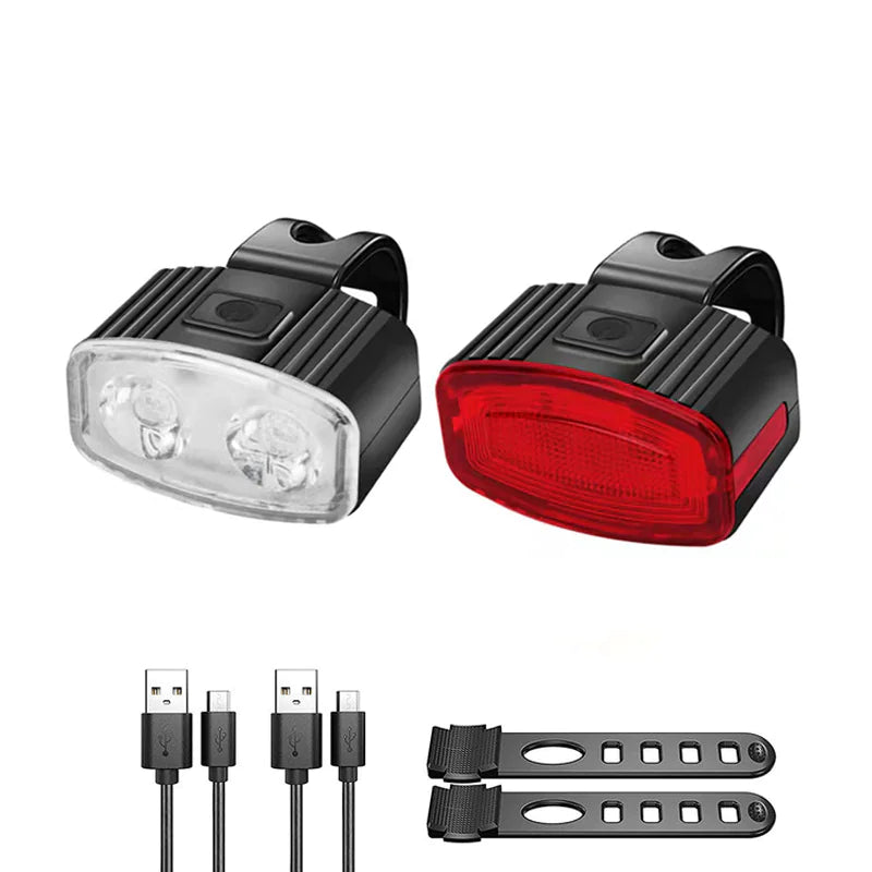 USB Rechargeable Bike Light Set