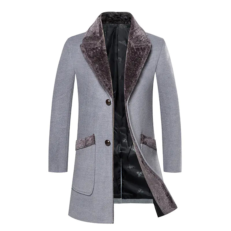 Slim Mid-Length Woolen Casual Coat