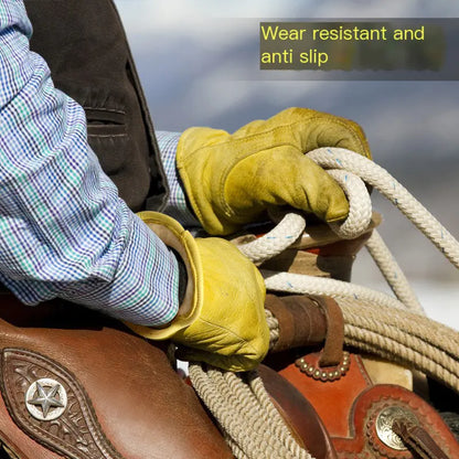 Winter Yellow Sheepskin Gloves for Outdoor Riding