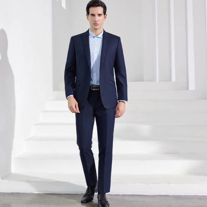 Men's Stylish Business Wool Suit Set - Solid Color Attire