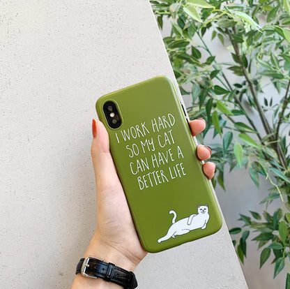Cat Phone Case, Yellow Apple Phone Cover