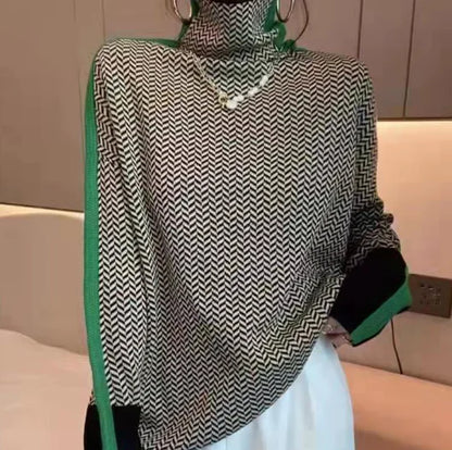 Ethnic Style High-End Women's Striped Knit Sweater