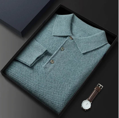 Men's Cashmere Knitted Polo Collar Shirt