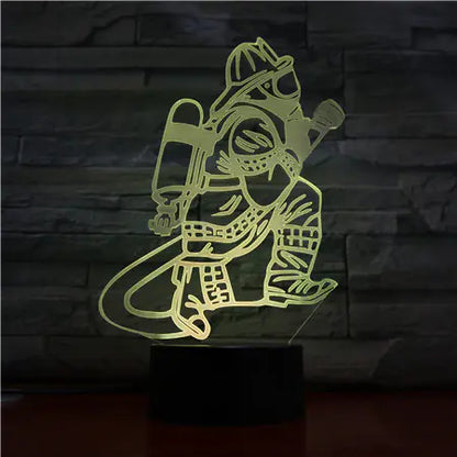 Firefighter 3D Night Light and Desk Lamp