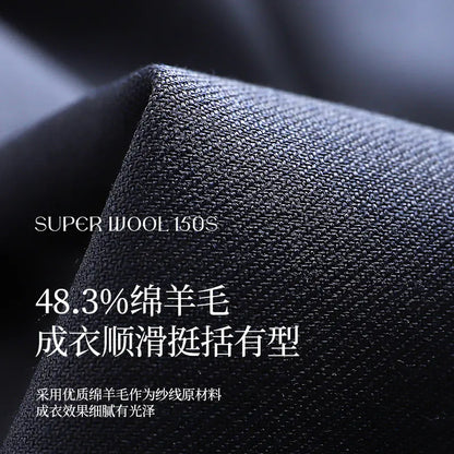 Men's Stylish Business Wool Suit Set - Solid Color Attire