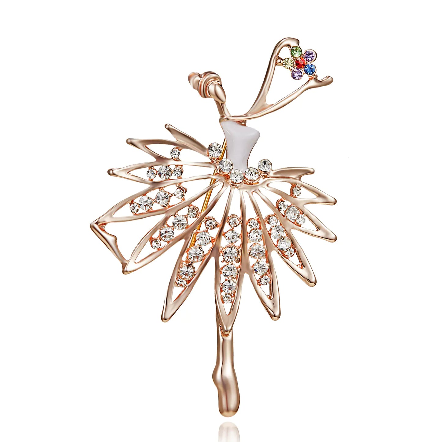 Fashionable Dancing Girl Brooch with Pearl and Rhinestones