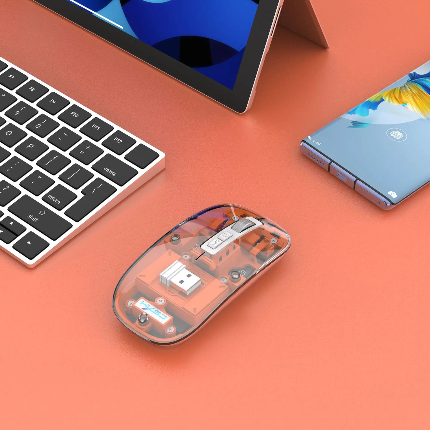 2.4G Wireless Mouse with Transparent Shell and 2400DPI