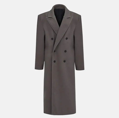 Wool Blend Suit Collar Long Coat
