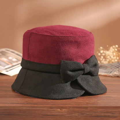 Elegant Women's Winter Bucket Hat with Bow Detail