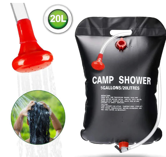 20L Camping Shower Bag with Solar Heating (Single Unit)