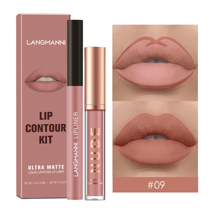 Matte Lip Gloss Set with No-Stain Lip Liner