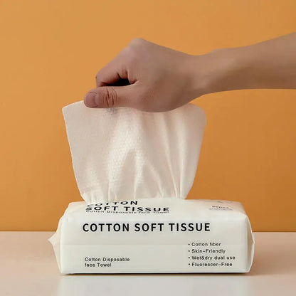 Disposable Cotton Facial Wash Towels - 50 pcs Pack