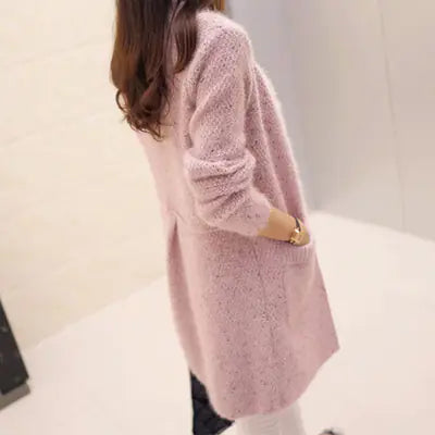 Mongolian Cashmere Pocket Long Cardigan Sweater