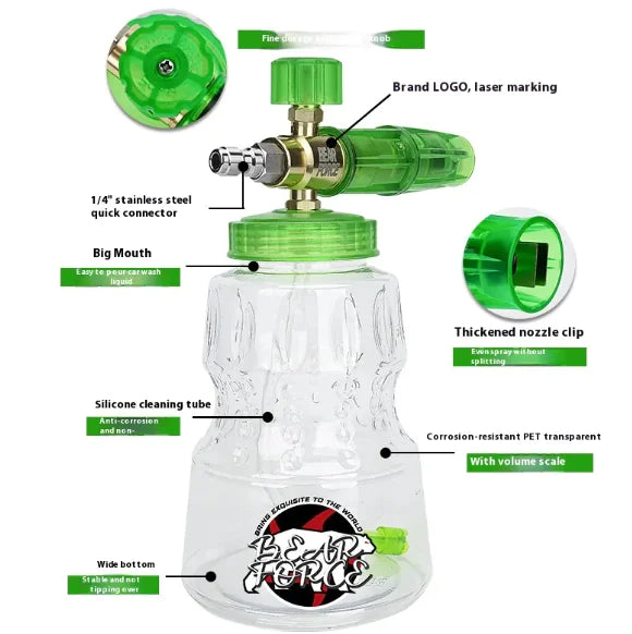 High Pressure Foam Sprayer for Car Wash & Cleaning, 1L Adjustable Snow Foam Bottle
