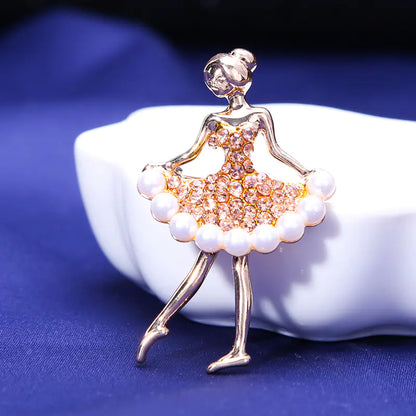 Fashion Alloy Dancing Girl Rhinestone Brooch Pin