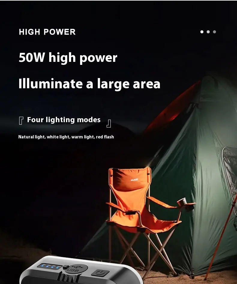 Mini LED Camp Lamp, 4000mAh Solar Rechargeable